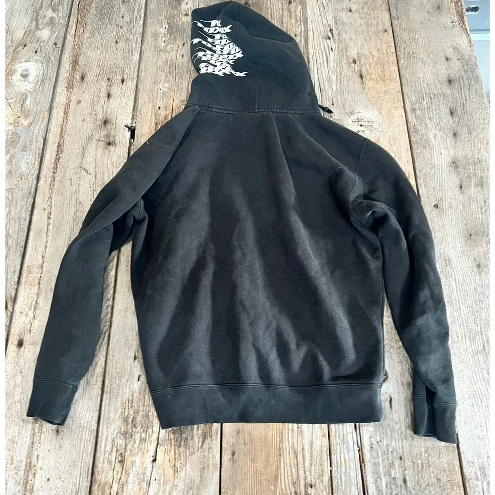 Fox Racing Mens Small Black Zip Up‎ Hoodie Red White Logo Motocross Sweatshirt